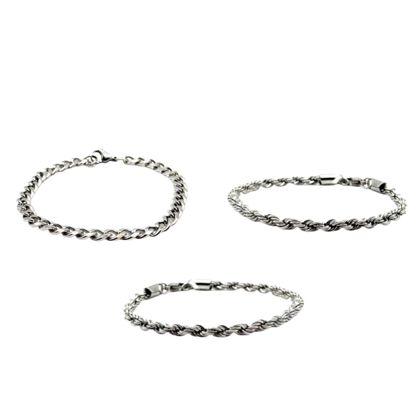 SILVER ROPE BRACELETS BUNDLE