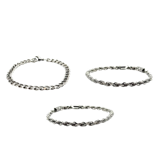 SILVER ROPE BRACELETS BUNDLE