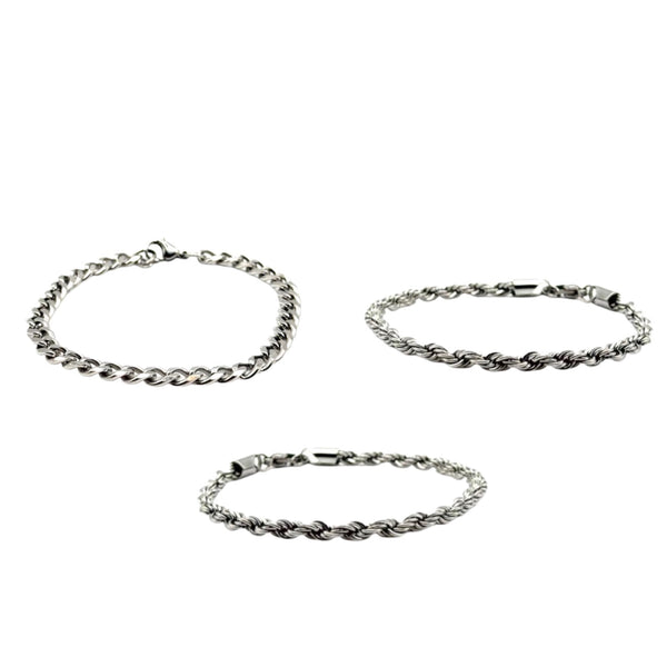 SILVER ROPE BRACELETS BUNDLE